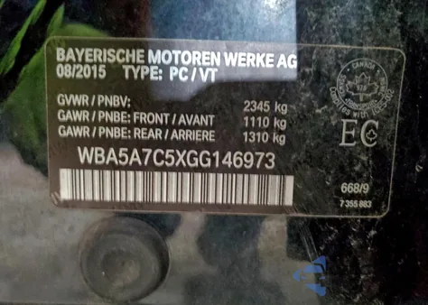 2016 BMW 528 Xi from USA, damaged, VIN WBA5A7C5XGG146973